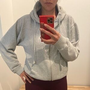 Brandy Melville Christie Heather Gray Hoodie size SM relaxed casual cropped fit